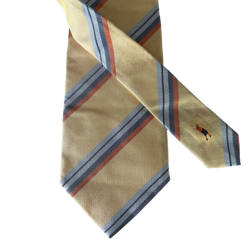 Bobby Jones Collection‎ Golf Men's Necktie Yellow Blue Striped Tie USA